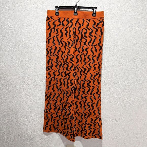 Anthropologie Contrast Knit Sweater Pants Women’s Large Brown Black High Rise - Picture 2 of 10